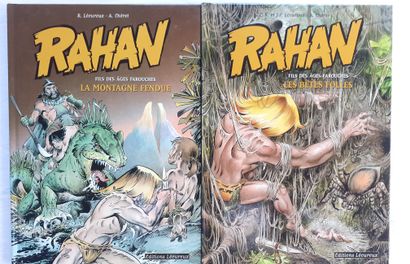 CHERET * Set of 2 dedications : Rahan 2 and 4 (Edition Lécureux). Original editions...