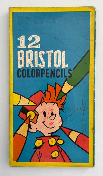 null Spirou - Box of colored pencils : Rare blue box containing 12 pencils published...