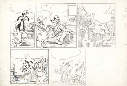 Studios Disney (Giuseppe ZIRONI né en 1960) * Goofy and Mickey
India ink, blue pencil...