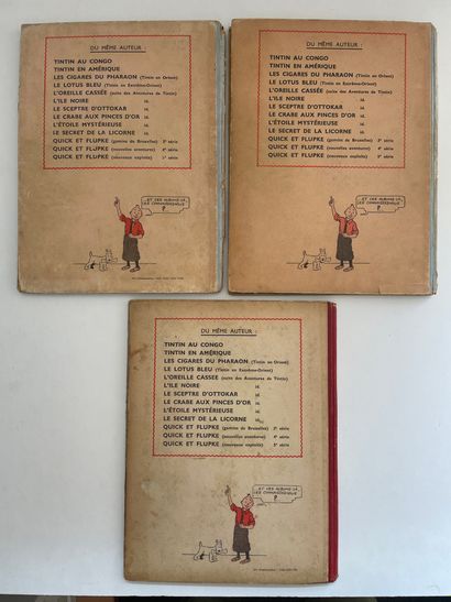 null Tintin - Set of 3 albums : Etoile (red back, A20), Etoile (A23, blue back),...