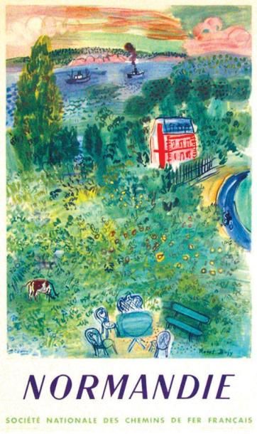 DUFY RAOUL Normandie 1952 - De Plas Paris Aff. Entoilée. B.E. B + déchirures restaurées/tears...