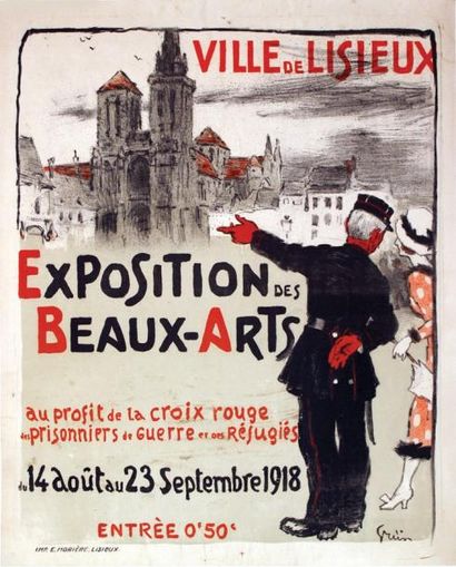 GRÜN Ville de Lisieux - Exposition des Beaux Arts 1918 - Morière Lisieux Aff. Entoilée....