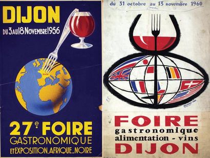 null Lot de 2 Dijon - Foire. 1956. 1960. - Imp. Réunies Lyon Lot de 2 Gouaches/Lot...