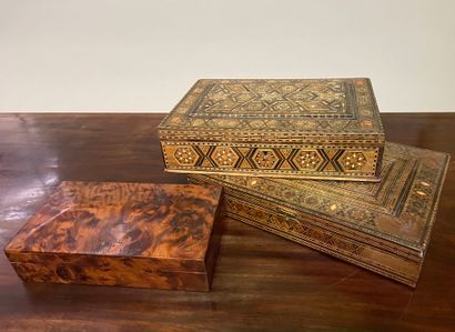 null Set of three boxes in marquetry and wood veneer
19th century