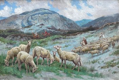 Georges Frédéric ROTIG (1873-1961) La transhumance, 1942
Huile sur toile, signée...