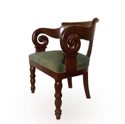 Mahogany and mahogany veneer desk armchair...