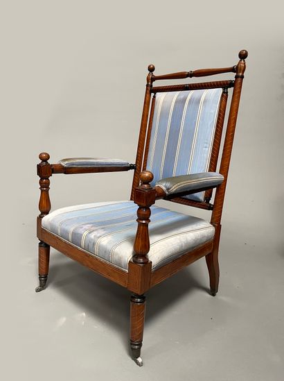 Large veneered armchair decorated with inlaid...