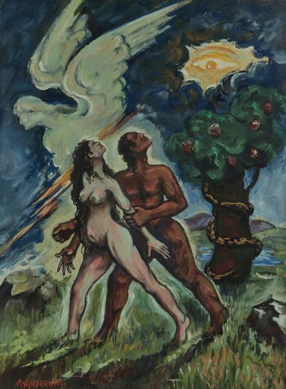Cesare ANDREONI (1903-1961) Adam and Eve and Noah's Ark
Two gouaches on paper, signed...