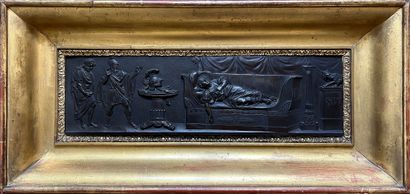 Bas-relief in bronze with a medal patina...