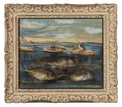 Luigi ZUCCHERI (1904-1978) Fish
Oil on canvas, signed lower left
40 x 50 cm