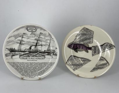 Piero Fornasetti (1913-1988) Plate in lithographed porcelain decorated with fish...