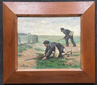 Leon COUTURIER (1842-1935) The soldiers
Oil on panel, signed lower left
38 x 46 ...