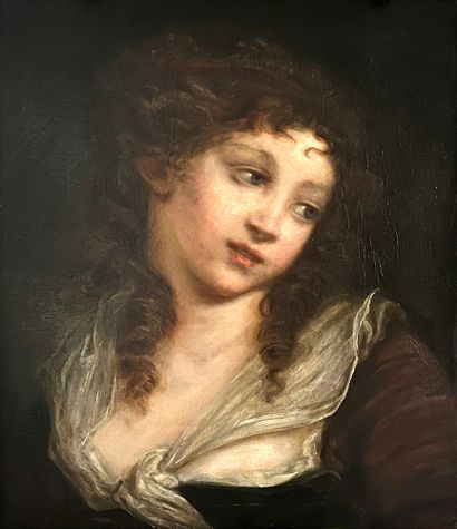 Ecole FRANÇAISE, XVIIIe siècle dans le goût de Greuze Portrait of a young girl
Canvas,...