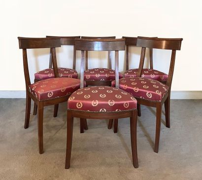 Set of six mahogany and mahogany veneer chairs...