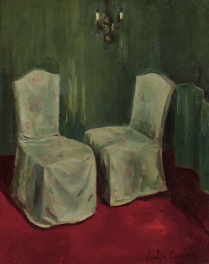 Evelyn CASALINI (XXe siècle) Pair of chairs
Oil on canvas, signed and dated 45 lower...