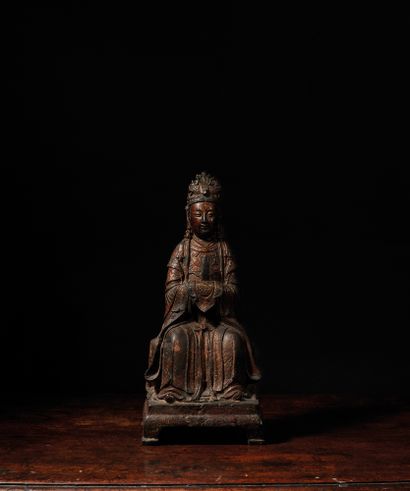 CHINE - Fin Dynastie MING (1368 - 1644), XVIIe siècle Statuette de divinité taoïste...