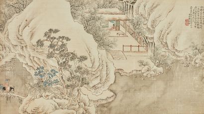 CHINE - XIXe siècle A set of two paintings, ink and colors on silk, representing...