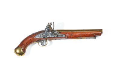 null Large flintlock marine pistol model 1810 in bronze and gilt brass, round barrel...