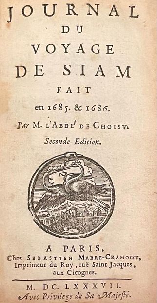 Abbé de Choisy Journal du voyage de Siam. Paris Croimoisy 1687
In-12, dos à nerf,...