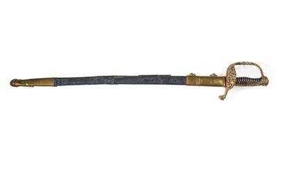 null Officer's sword of navy type 1817 with gilded brass mounting, guard with a branch,...