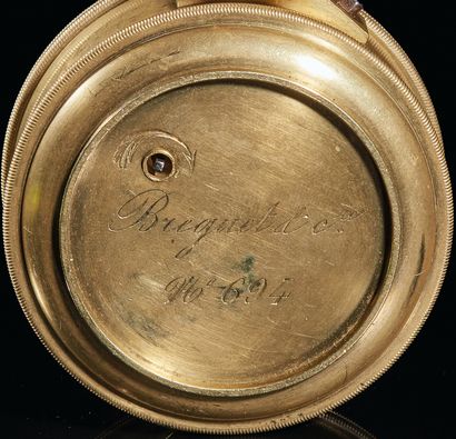 null Brass suspension counter-inker, white enamel dial, signed on the back 'BREGUET...