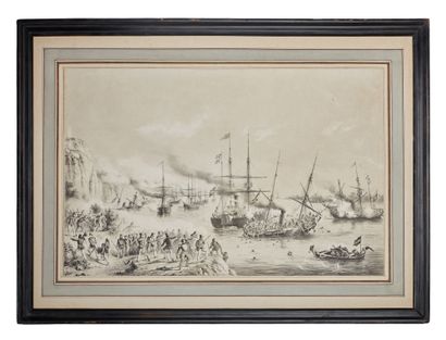 null Drawing with lead pencil
The battle of RIACHUELO on the Parana River on June...