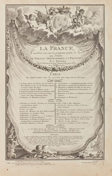 DESNOS/BRION de LA TOUR 国王的地理工程师布莱恩-德拉图（Sr. Brion de la Tour）从构成这个王国的地理和政治图景的所有主要观点出发，对法国进行了审议。
在巴黎，在作者Sr....