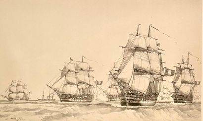 null [版画]
安托万-莱昂-莫尔方特(1810-1871)，后
包括海军场景在内的16幅石板画套画