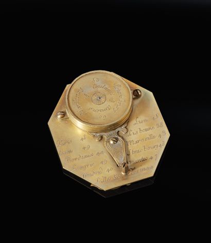null Brass sundial, bird axis style, city latitudes, signed PASSEMANT in the Louvre
France,...