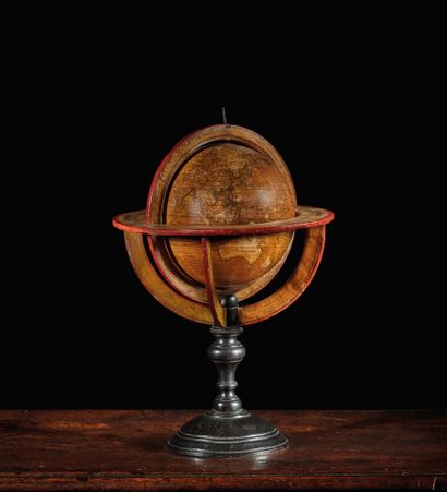 null Globe in cardboard and engraved paper, drawn up according to the most recent...