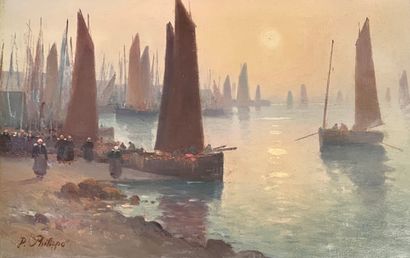 Paul PHILIPPE (XIX-XXe siècle) Return of fishing
Oil on canvas
27 x 41 cm
