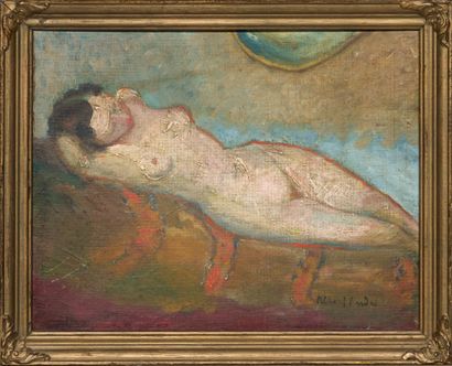 Albert ANDRE (1869-1954) Nue
Huile sur carton toilé, signée en bas à droite
24 x...