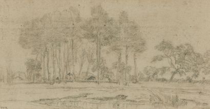 Théodore ROUSSEAU (1812-1867) Landscape of undergrowth
Black pencil, stamp of the...