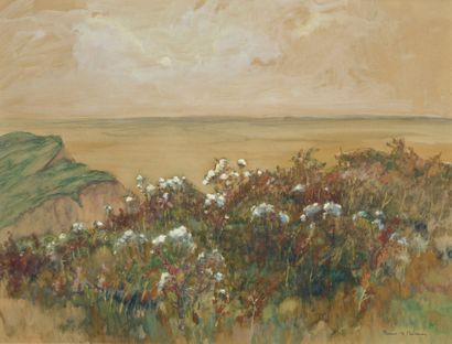 Robert PINCHON (1886-1943) 野生海岸
水彩水粉，右下方签名
45 x 69 cm