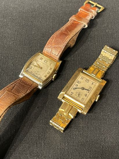 null Lot composé de 2 montres bracelets en or 750 millièmes, mouvement mécanique,...