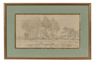 Théodore ROUSSEAU (1812-1867) Paysage de sous-bois
Crayon noir, cachet de la vente...