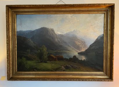 Christian WEXELSEN (1830-1883) Fiord in Norway, 1873
Oil on canvas, signed and dated...