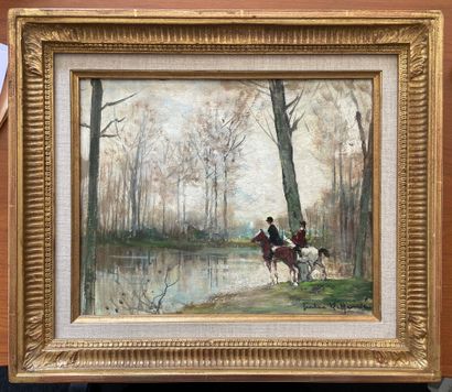 Jules René HERVÉ (1887-1981) Riders by the pond
Oil on cardboard, signed lower right...