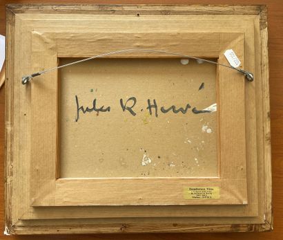 Jules René HERVÉ (1887-1981) Cavaliers au bord de l'étang
Huile sur carton, signé...