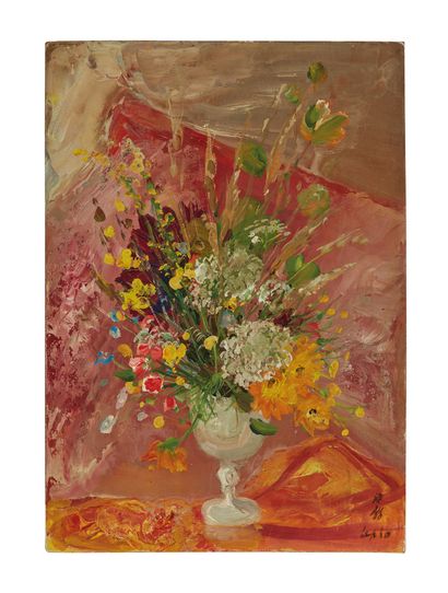 Le PHO (1907-2001) Bouquet de fleurs dans un vase
Huile sur panneau d'isorel, signé...