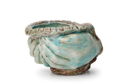 Edouard CAZAUX (1889-1974) Hollow earthenware bowl glazed in turquoise, white and...