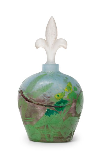 DAUM Nancy Dragonflies and ranunculus
Rare ovoid bottle with a small straight neck...