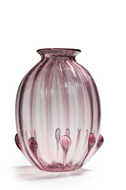Vittorio ZECCHIN (1878-1947) pour M.V.M Cappellin Grand vase soffiati de forme ovoïde...