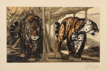 Paul JOUVE (1878-1973) Les deux jaguars
Lithographie originale, en couleur
Épreuve...