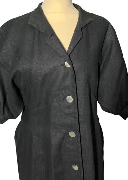 null Yves Saint-Laurent variations robe en lin noir (tâches)