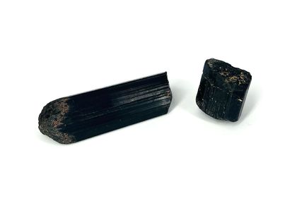 null MINERALS - Two black tourmalines (one China)