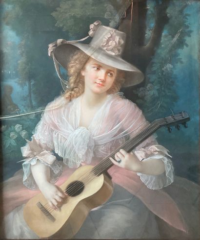 null Ecole française XIXe 

Femme à la guitare

Pastel

95 x 75 cm env. (à vue)