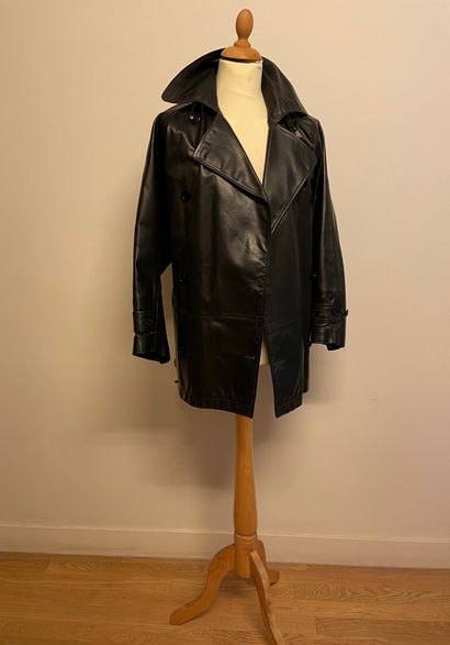 Joseph - Black leather 3/4 coat, size 3