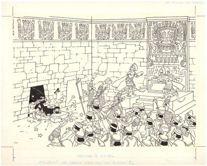 HERGÉ (1907-1983) Tintin - Le temple du soleil
Encre de Chine sur papier pour ce...