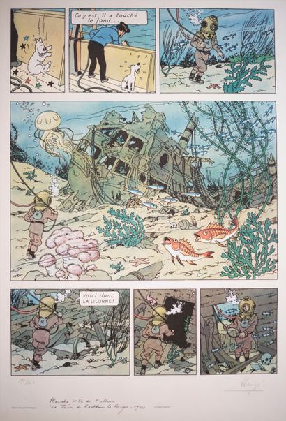 HERGÉ (1907-1983) Tintin - Le trésor de Rackham Le Rouge Grande
Sérigraphie représentant...